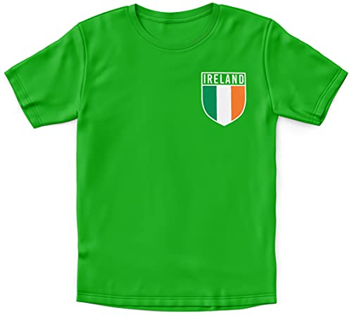 Ireland Football Shirt Kids - Boys Ireland Flag Badge Retro T Shirt - Football Country European 2021 Supporters Gifts For Kids - 2020 Irish Tournament Footy Soccer Top, 9-11 Years, Irish