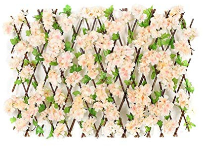 WBTY Hölzerner einziehbarer Zaun, künstliche Blumenhecke, Spalier, Privatsphäre, erweiterbare Zaunhecke, Garten-Rankgitter den Innen- und Außenbereich, Hinterhof-Dekoration