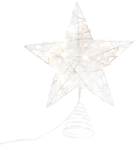 Amosfun Light up Christmas Tree Star LED Star Tree Topper Tree Top Sparkling Treetop for Holiday Xmas Seasonal Party Decoration White