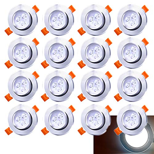 SWANEW 20x 3W LED Focos Empotrables, Ojos de Buey de Led 3W Equivalente a incandescente 30W, Sin Parpadeo, Blanco Frío 6000K 245Lm, Luz de Techo para Baño Sala de Estar