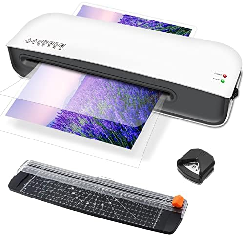 Qfun Laminiergerät A4, 4 in 1 laminiergerät mit folien A4 A5 A6, Papierschneider, Eckrunde, Laminiermaschine für den Heimgebrauch Büro Schule Fotos und Karten