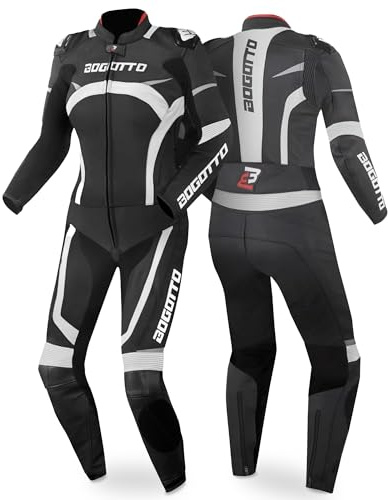 Bogotto Misano 2-Teiler Damen Motorrad Lederkombi, schwarz/weiß, 46 | Belüftet