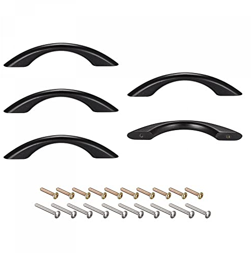 sourcing map Tiradores de madera, 5 tiradores de madera de 96 mm/3.78 pulgadas, distancia de agujero, cajones de madera, sin acabar, para muebles de cocina, armario, armario, armario, color negro