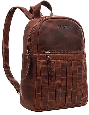 STILORD Ilda Lederrucksack Damen klein Leder Cityrucksack für Frauen Daypack kleine Rucksackhandtasche für 12,9 Zoll iPads Vintage Echtleder Farbe:Roma - Cognac