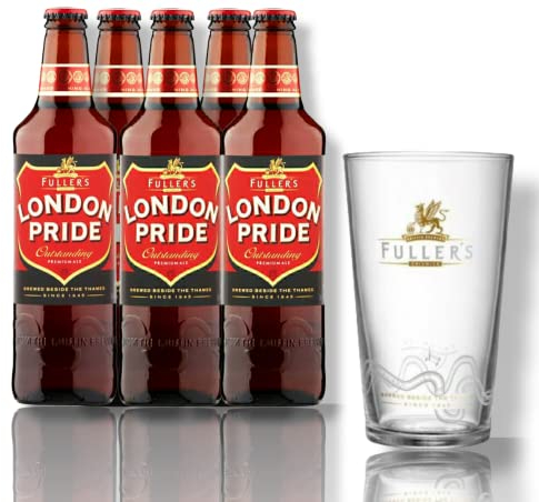 5 Flaschen Fuller`s London Pride Bier inklusive Glas