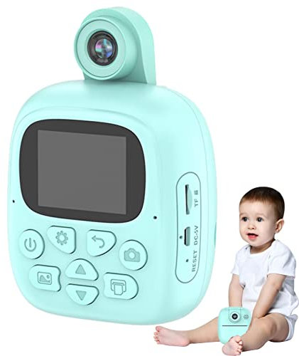 Sofortkamera für Kinder, 24MP Kinder Digitalkamera batteriebetrieben - 2,0 Zoll Bildschirm Selfie Kamera mit Druckpapier, Rosa und Blau Kinder Spielzeugkamera für Kinder Delr