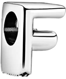 GHMIOU Buchstaben Charms 925 Sterling Silber Alphabet Charm Anhänger für Europäischen Armband Halskette (F)