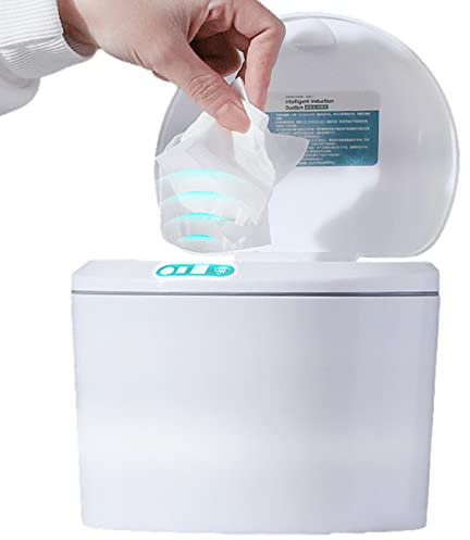 Raxove Motion Smart Sensor - Cubo de basura automático de 3 litros con tapa, contenedor de almacenamiento de escritorio recargable con cable USB, caja de pañuelos para cocina, inodoro y dormitorio