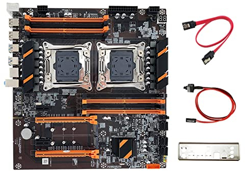 Lodokdre Placa base X99 Dual CPU Slot+SATA Cable+Switch Cable+Baffle LGA 2011 DDR4 6XSATA 3.0 Compatible con placa base de CPU 2011-V3