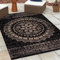 HomebyHome Outdoor Teppich Wetterfest 280x370 cm Sisal Optik Streifen Design Rechteckig Schwarz - Balkon Teppich Wasserfest Küchenteppich - Für Garten, Terasse, Camping, Außenbereich Teppich