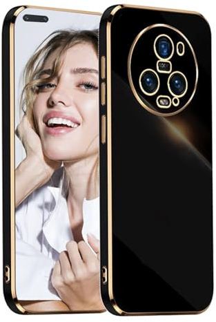 POUHYE Cover per Honor Magic 5 Pro Custodia Originale, Sottile Morbido Silicone Cover con Protezione Fotocamera, TPU Antiurto Protezione Case per Honor Magic 5 Pro Nero