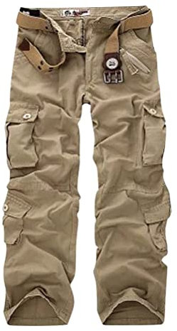 Minetom Homme Cargo Pantalon avec Poches Pantalon De Combat D'Extérieur Pantalon De Travail Activités en Plein Air Pantalon Décontracté A Kaki XL