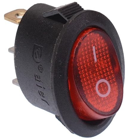 Ovaler Ein-/Aus-Wippschalter, rot beleuchtet, SPST, 230 V, 2 Positionen, 3 Klemmen, Hobby, Heimwerker, Elektronik