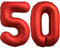 FUNFEST Ballon Anniversaire 50 Ans Rouge Chrome 100cm - Décoration Avec Ballon XL & Paille - Vole Avec de l'Hélium - Qualité Supérieure