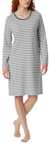 Schiesser Damen Langarm weiche Baumwolle Bigshirt mit Taschen-Nightwear Nachthemd, Jeansblau_181963, 46