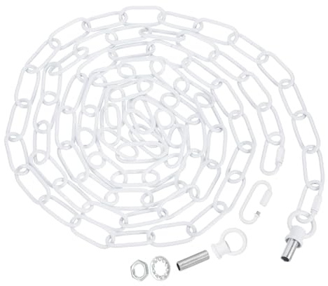 PATIKIL 10 Feet Lighting Chain for Hanging Lamp, Chandelier Chain Light Fixture Chain Load Capacity 65 Lbs for Pendant Light, Ceiling Fan, White