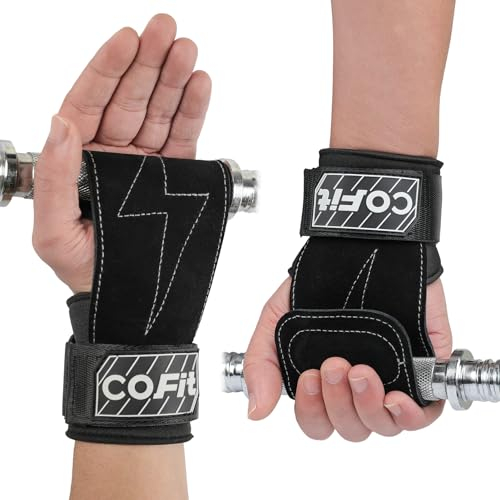 COFIT Handgelenkriemen für Gewichtheben, Workout Handgelenkbandagen, Zughilfen für Krafttraining, Kreuzheben Gurte, Verbesserte Griffigkeit für Hand und Handgelenkschutz - Schwarz