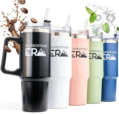 Thermobecher mit Strohhalm 880ml - Trinkbecher mit Deckel und Henkel 30oz - Edelstahl Isolierbecher Groß - Tumbler Thermo Becher mit Griff - Trink Reisebecher - Kaffeebecher to Go XXL (Schwarz)