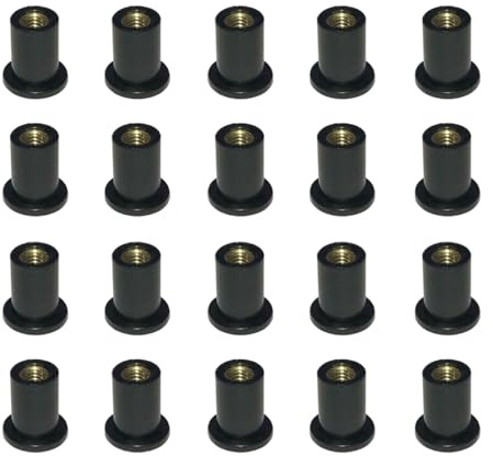 JNNJ 20 Stück Motorrad-Windschutzscheiben-Muttern, M5 Gummi-Well-Muttern, Windschutzscheiben-Schrauben Gummi Boote, Windschutzscheibe Schrauben Wellnut Bolzen(9mm)
