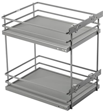 GTV - Küchen Organizer MOVIXPRO | Cargo-Ausstattung | Ausziehbaren Regalsystem | Außenbreite 300 mm | 2 Fachböden | Ohne Schienen | Anthrazit
