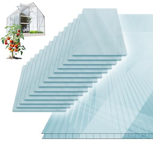 GARMIO® Hohlkammerstegplatten ACRI 6mm Gewächshausplatten 6mm 10,25 m² Doppelstegplatte 121x60,5 cm, UV-beständig