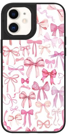 Ehreus Bow Phone Case for iPhone 11 - Slim Shockproof Hard Shell, 5ft Drop Protection, Cute Aesthetic Pink Ribbons Pattern, Gift for Teens and Women