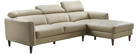 Vente-unique-Ecksofa - Ecke rechts - Büffelleder - Beige - SALVI
