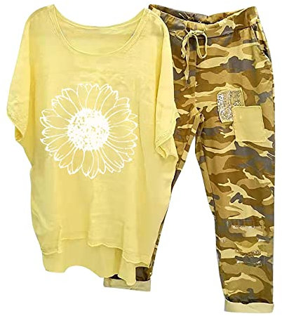 WILLBEST Sweathose Damen Sporthose Damen 7/8 Hosen Schwarz Stretch Jeans weites Bein 46 Yogahose Lang Haremshose Baumwolle Bunt Wanderhose Wanderhose