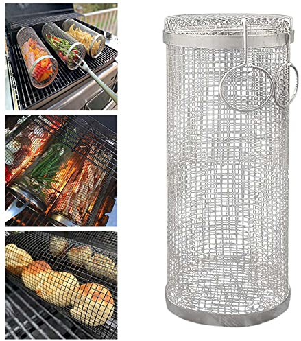 Rullande grillkorg, BBQ Grillkorg Fiskstek, Grillkorg för fiskgrönsaker Steak Räkhackare-S (L)
