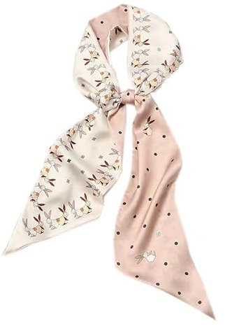 GIMIRO Satin Seidenschal 148 x 13,5 cm Krawatte Double Layer Bund für Blazer, Mantel, Kleid (29# Rabit Pink)