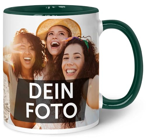 GRAVURZEILE Taza para personalizar – Personalizada con tu propia foto – apta para alimentos – apta para lavavajillas – apta para microondas – Taza con foto o taza de empresa con logo – Verde oscuro
