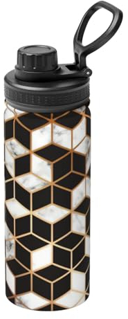 Isolierte Wasserflasche mit 3D-Marmor-Muster, 400 ml, Edelstahl, Sport-Trinkflasche für Reisen, Fitnessstudio