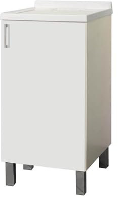 Mobile Lavatoio in legno con vasca in metacrilato (Bianco, 45x50 cm)