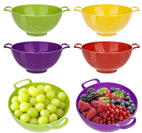 4 Pack Small Colander for Kitchen Mini Plastic Strainer Dish Safe for Veggies Berry Fruits Food 7.87 x 7.87 x2.83 Inch Dishwasher Safe