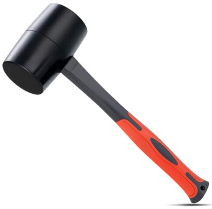 DESHIL Rubber Mallet 16 oz, Durable Rubber Hammer with Fiberglass Handle