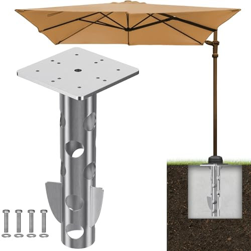 Lifeswell Base de Parasol Universelle enterrée, Support en béton en Acier résistant à la Rouille, Design Peu encombrant pour Porte-Parapluie déporté extérieur