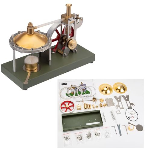 BuildCubes Kit de construction en métal pour machine à vapeur, modèle de moteur à vapeur, modèle rétro vertical avec porte-chaudière sphérique et charge supplémentaire, cadeau