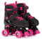 Aventuri Einstellbare Rollschuhe - Semi-Softboot Rollerskates - für Kinder - Größe 27-30 (XS) - Schwarz/Rosa