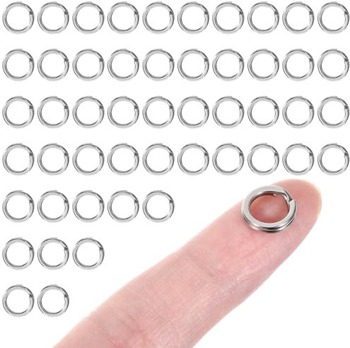 50 Stück Kleine Schlüsselringe Edelstahl 10mm Schlüsselanhänger Runde Spaltringe Doppelschlaufen Schlüsselanhänger Ring für Basteln Ornamente Armbänder Halsketten Autoschlüssel Schlüssel