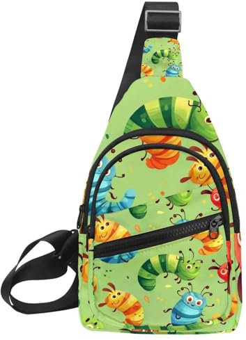 KengjuTesu Cartoon Caterpillar Crossbody Sling Backpack Sling Bag for Workout Running Traveling Hiking, Crossbody Fanny Packs Chest Bag with Adjustable Strap for Women Men, mehrfarbig, One size