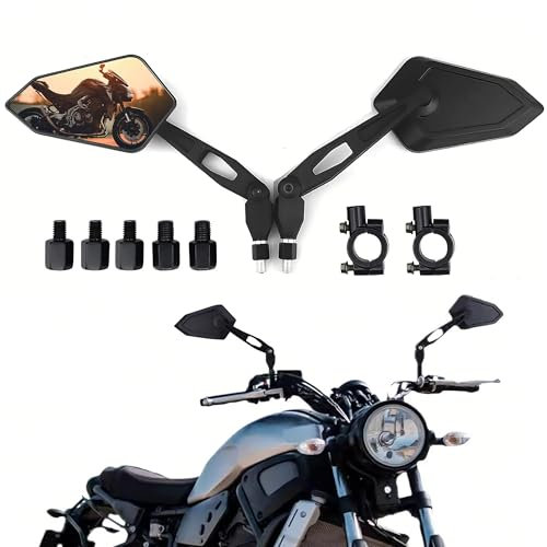 YUJYGAO Motorrad Rückspiegel mit M8 und M10 Schrauben sowie 7/8 Zoll Lenkerhalterungen passend für Motorräder, Roller, ATVs, Dirtbikes und Chopper