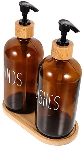 Alipis Glas-flüssigseifenspender mit Druckpumpe und Ablage für Badezimmer und Küche Wiederverwendbar und Nachfüllbar für Seife Shampoo und Lotion