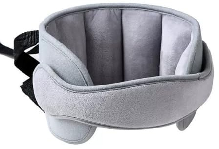 LATRAT Kopfhilfegurt für Kindersitz, verstellbare Kopfstütze, für Kindersitz, bequem, Nackenkissen, Kopfhalterung, Halterung für Kissen, Grau