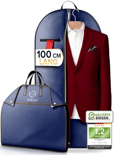 FiRiO® 1 x Premium Kleidersack für Anzug, Hemd & Co - BIS 50% DICKERES MATERIAL - Faltbare Business Anzugtasche - Atmungsaktive Kleiderhülle für Reise & Aufbewahrung - Kleidersäcke - Größe: 100x60cm