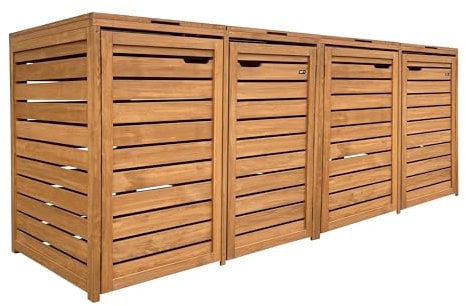 AXI Lex Mülltonnenbox Holz Braun | Mülltonnenverkleidung mit Deckel für 4 Tonnen - 240-960L | Müllbox/Aufbewahrungsbox für Mülltonnen.