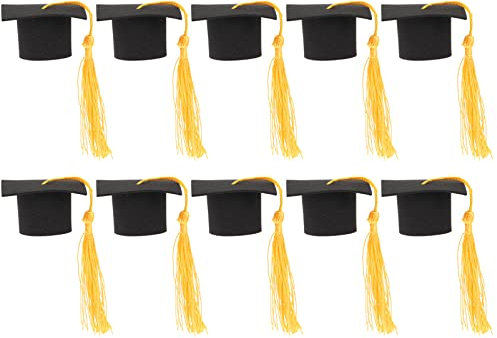 Didiseaon 10pcs Mini Graduation Hat Cake Toppers Realistic Mortarboard Caps for Graduation Party Decorations for Dinner Tables Desserts Enhance Celebration Atmosphere Tassels