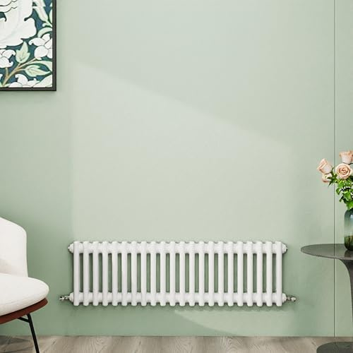 Simple Bathroom Column Radiators White 300×1010mm Horizontal Double Traditional Cast Iron Style Interior Designer Radiator