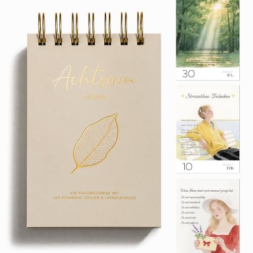 BIROYAL Achtsamkeitskalender 2027 Tischkalender - 366 Tage Achtsamkeit, Spiralbindung, Perfekt als Muttertagsgeschenk für Büro & Zuhause