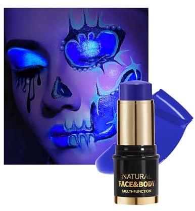 UV Body Painting Peinture, Bleu Foncé Neon UV Lavable Peinture Corporelle | Corps Fluo Visage, Blendable Crayon Couleur, Convient Maquillage Halloween, Carnival Cosplay Fluorescent dans le Noir
