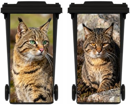 NMBVFC 2 Sheets Wildcat Wheelie Bin Stickers, Waterproof Self Adhesive Dustbin Stickers, Waterproof Bin Decal, for Garden Outdoor, Wall Decoration